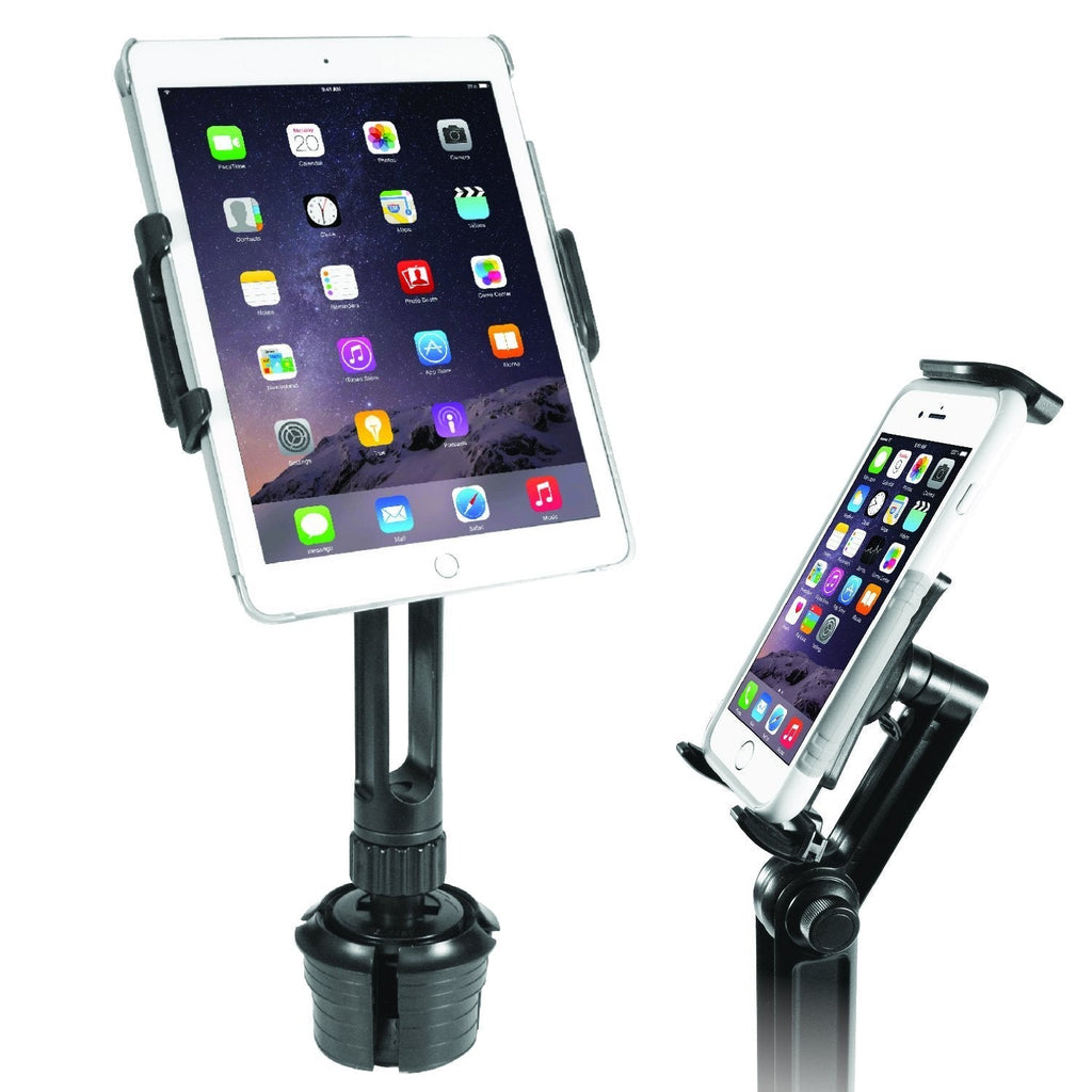  [AUSTRALIA] - Macally Heavy Duty Tablet Holder for Car - Works as Cup Holder Tablet Mount or Phone Cup Holder - Fits Devices 3.5" - 8” Wide with Case - Adjustable iPad Car Mount with 360° Rotatable Cradle