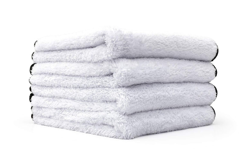  [AUSTRALIA] - The Rag Company (4-Pack) 16 in. x 16 in. Everest 550 White Super-Plush Professional Korean 70/30 Microfiber Detailing Towels (16x16 550gsm) 16x16 550gsm