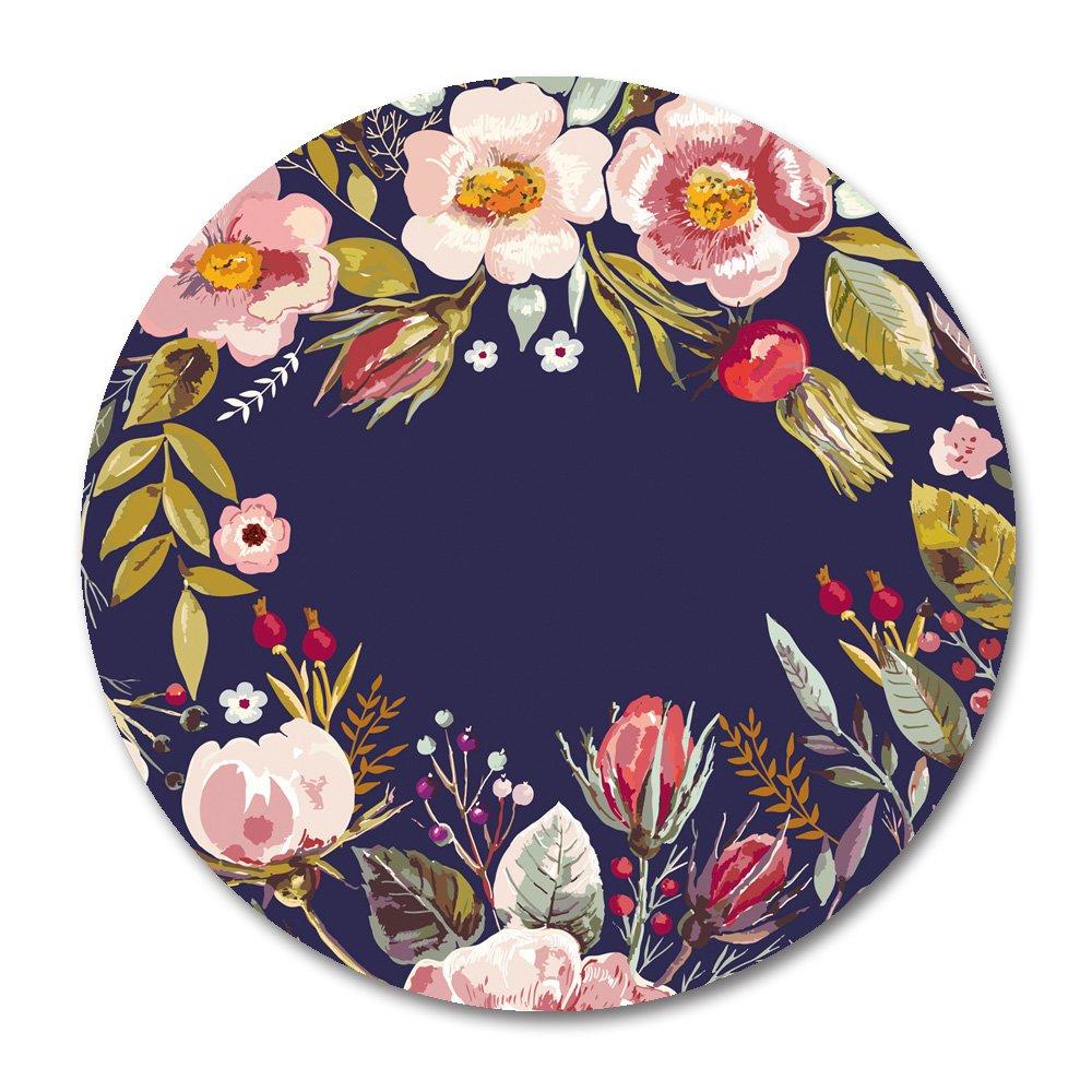 Natural Rubber Mousepad by Smooffly,Vintage Background with Hand Drawn Floral Wreath Mousepad Round Non Slip Rubber Mouse pad Gaming Mouse Pad - LeoForward Australia