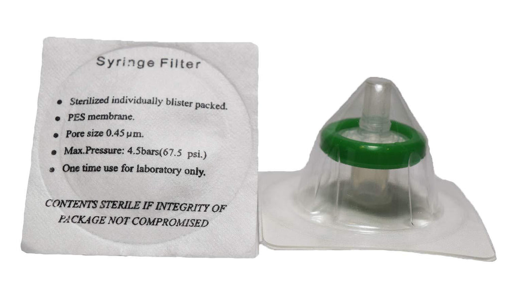 ADVANGENE Syringe Filter Sterile, PES, 0.45 Micron, 13mm, Green (75/pk) - LeoForward Australia