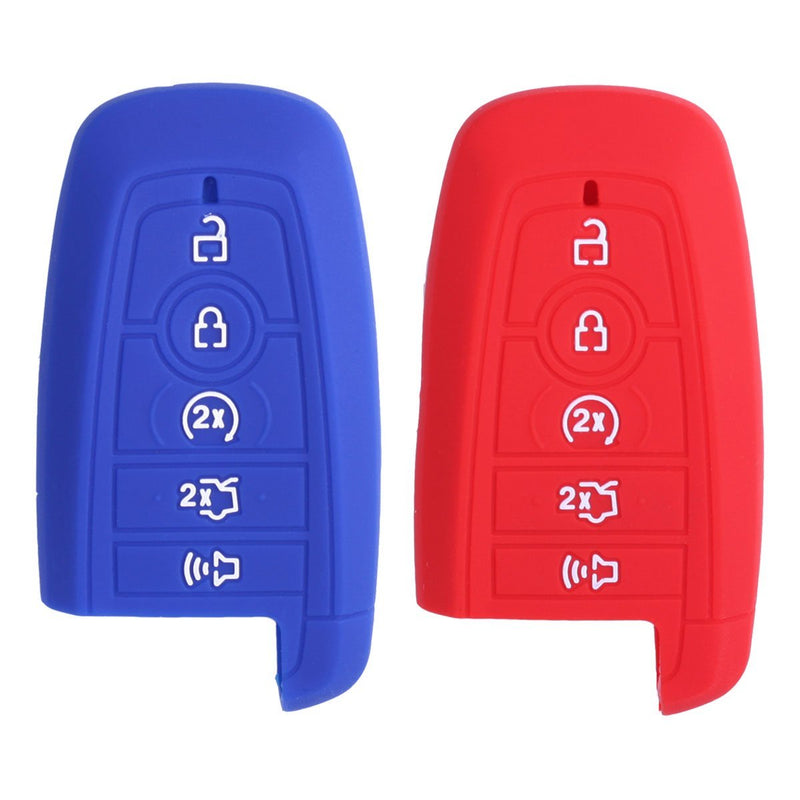  [AUSTRALIA] - 2Pcs XUHANG Sillicone key fob Skin key Cover Remote Case Protector Shell for 2017 2018 2019 2020 Ford Fusion Explorer Escape Edge F250 F350 F450 F550 Smart Remote red blue blue red