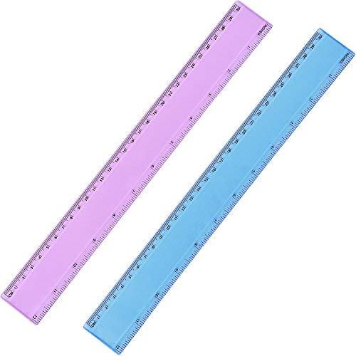  [AUSTRALIA] - eBoot 2 Pieces Plastic Color Ruler Straight Ruler Math Rulers (12 Inches, Pink and Blue)