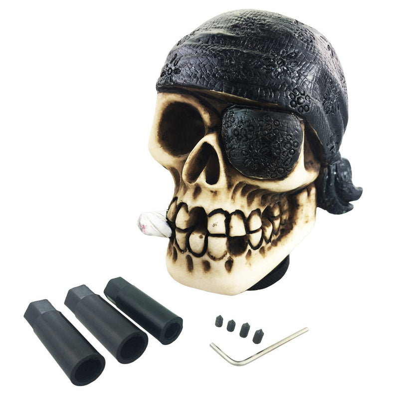  [AUSTRALIA] - Arenbel Skull Car Lever Knob Universal Gear Stick Shifter Handle Shifting Head of One Eye Pirate Style fit Most MT at, Black