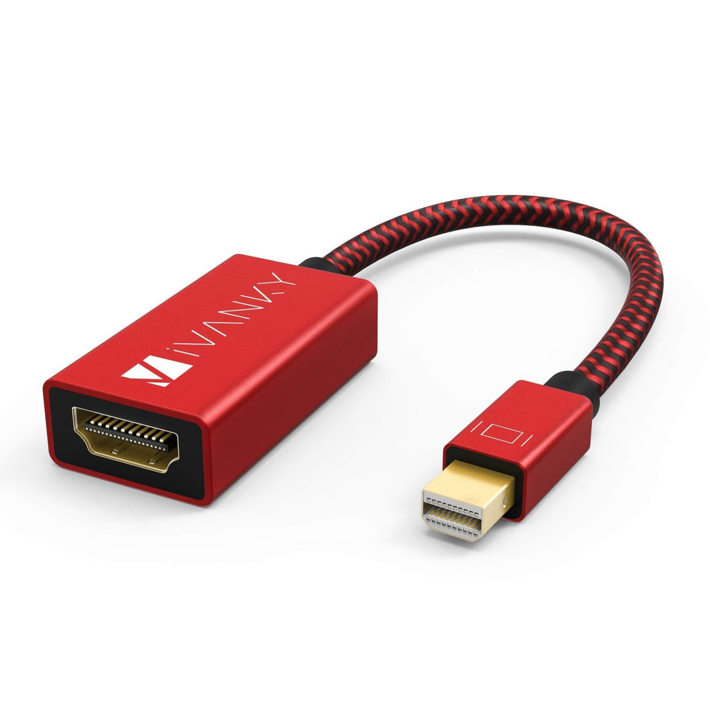 4K Mini DisplayPort to HDMI Adapter - iVanky 4K@60Hz [Super Slim, Nylon Braided, Aluminum Shell] Mini DP to HDMI Adapter for MacBook Air/Pro, Surface Pro/Dock/Book, Monitor, Projector, More - Red - LeoForward Australia