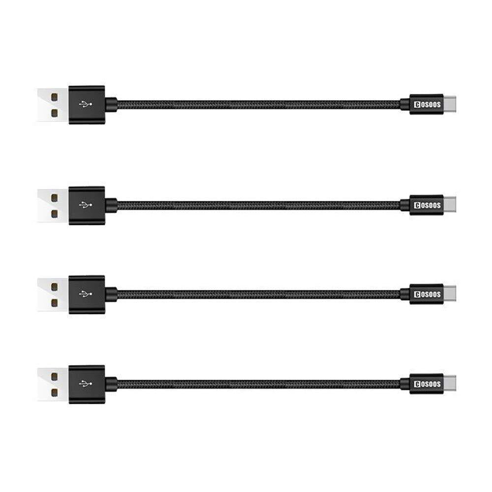  [AUSTRALIA] - 4 Short USB Type C Cables (9in/23cm) COSOOS Nylon Braided Fast Charge & Sync USB C to USB 3.0 Cables for Samsung Galaxy S21 20 S10 S9 S8 Note 10,9,8, Google Pixel,LG V20 G5 G6, Charging Station, usb-a to usb-c