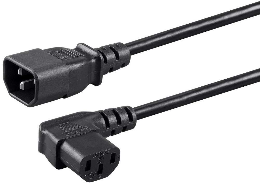  [AUSTRALIA] - Monoprice Right Angle Extension Cable - 2 Feet - Black | IEC 60320 C14 to Right Angle IEC 60320 C13, 18AWG, 10A/1250W, SVT, 100-250V