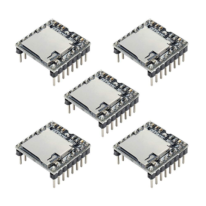  [AUSTRALIA] - Aideepen 5PCS DFPlayer Mini Mp3 Player Board Module Voice Decode Board Support TF Micro SD Card U Disk Audio Music