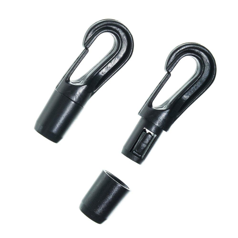  [AUSTRALIA] - Craft County Black Locking Cord End Hooks – Fits 1/4 Bungee Rope, Shock Cord, or Other Similar Cordage (25 Pack) 25 Pack