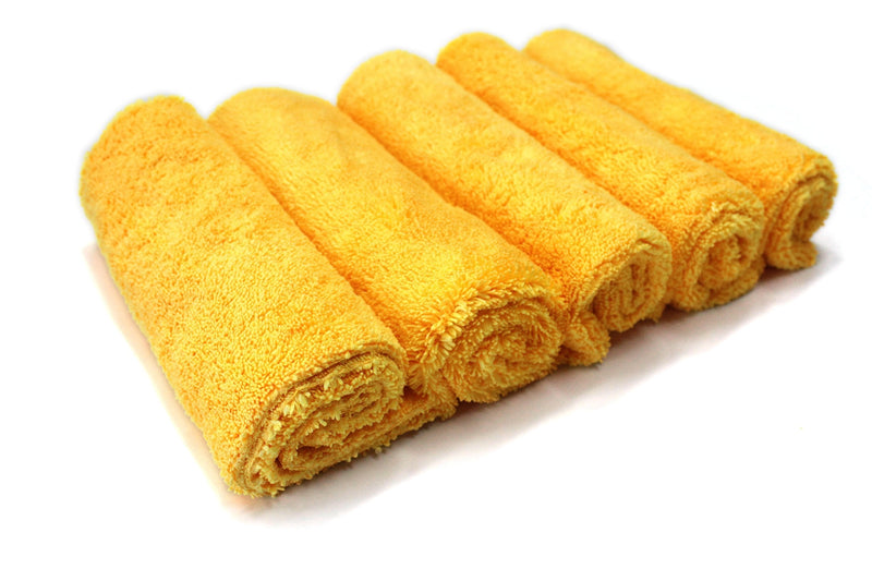  [AUSTRALIA] - Maxshine 380GSM 5pcs Professional Zero Crazy Edgeless Microfiber Towel Set (Yellow, 16"x24") Yellow 16"x24"