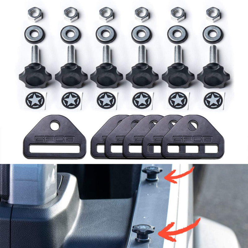 GPCA Star Thumbscrew M8 25mm + Nut + Washer + Tie-Down D-Plates Kit Compatible with Wrangler JL JT JK YJ TJ CJ Sport Sahara Rubicon Gladiator 2DR/ 4DR 1995-2021 (Pack of 6) 6 Pack Quick Release + Tie-Down D-Plate - LeoForward Australia