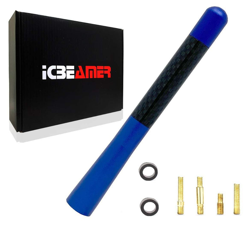 ICBEAMER 5" 127 mm Aluminum Blue w/Real Carbon Fiber Universal AM/FM Radio Antenna Screw-in Aerial Replacement 5" (127mm) - LeoForward Australia