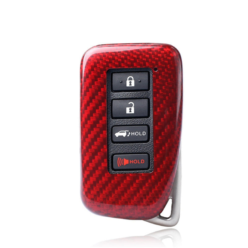 M.JVisun Carbon Fiber Key Fob Cover for Lexus ES GS GX is LC LS LX NX RC RX UX Smart Remote Key, Carbon Fiber Case Men's Car Key Fob Case Women's Fob Cover - Red - 4 Buttons - LeoForward Australia