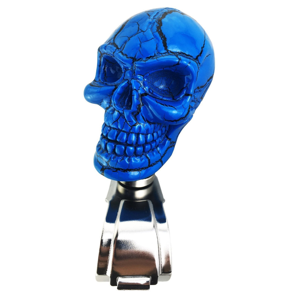  [AUSTRALIA] - Arenbel Car Driving Spinner Skull Head Suicide Grip Knob with Small Teeth for Most Manual Automatic Vehicles Trucks Boats Tractors, Blue