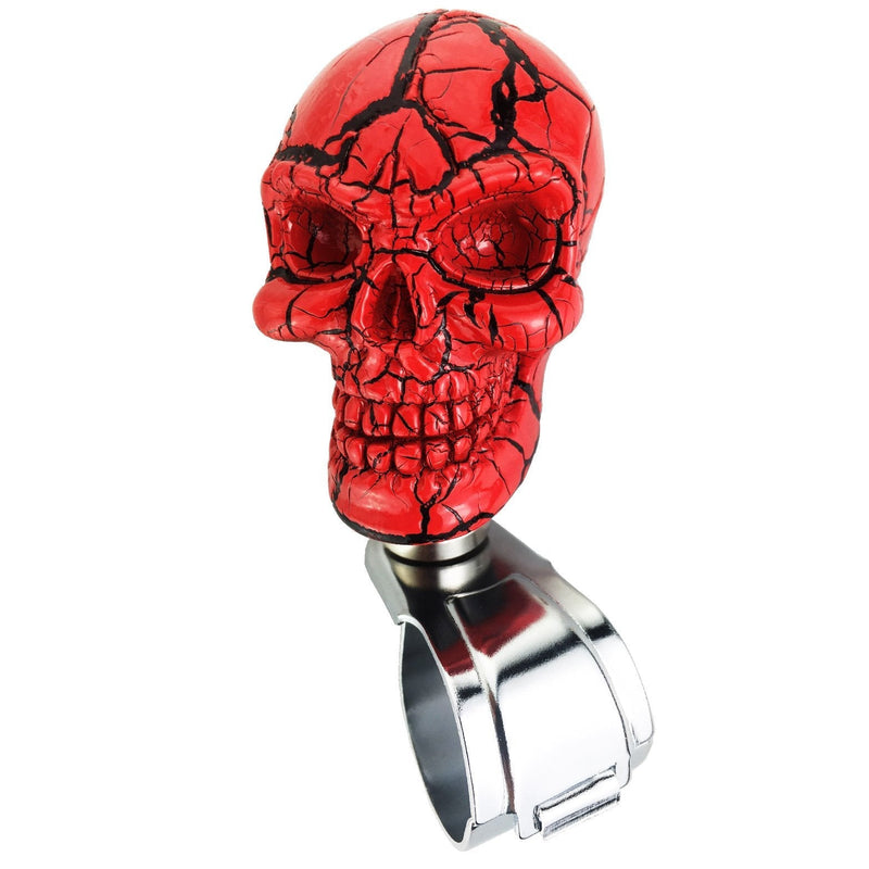  [AUSTRALIA] - Arenbel Car Driving Spinner Skull Head Suicide Grip Knob with Small Teeth for Most Manual Automatic Vehicles Trucks Boats Tractors, Red