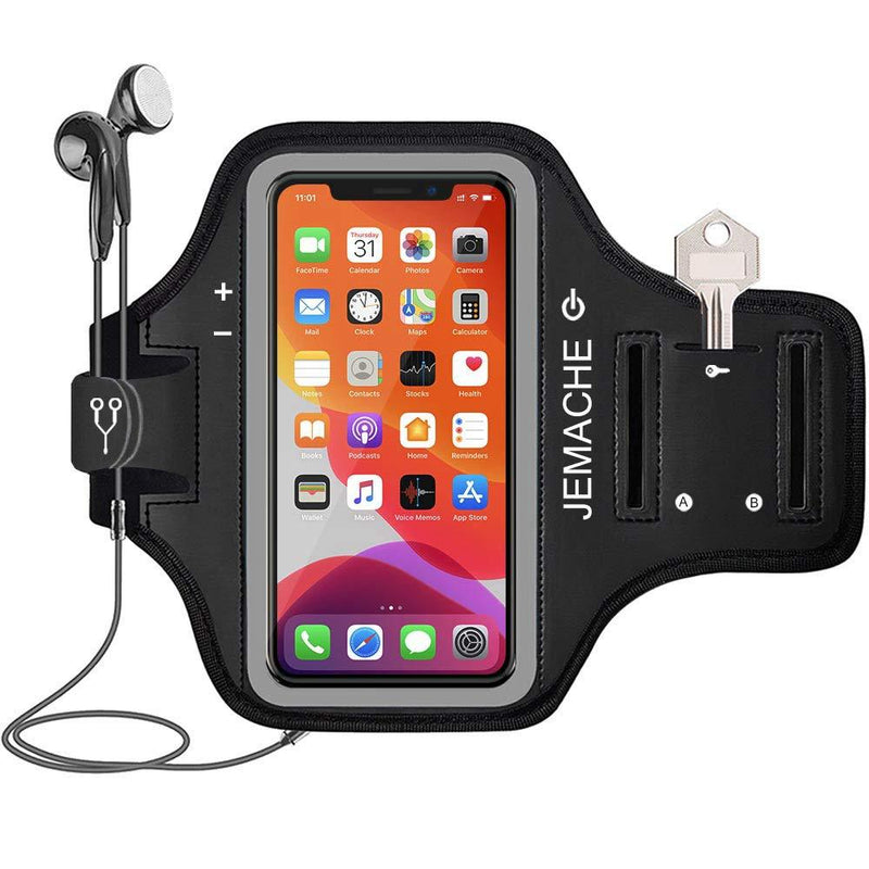  [AUSTRALIA] - iPhone 13 Pro, 12 Pro, 11 Pro, X, XS Armband, JEMACHE Water Resistant Gym Workouts Running Arm Band Case for iPhone X, XS, 11Pro, 12, 12Pro, 13, 13 Pro with Card Holder (Black) Black