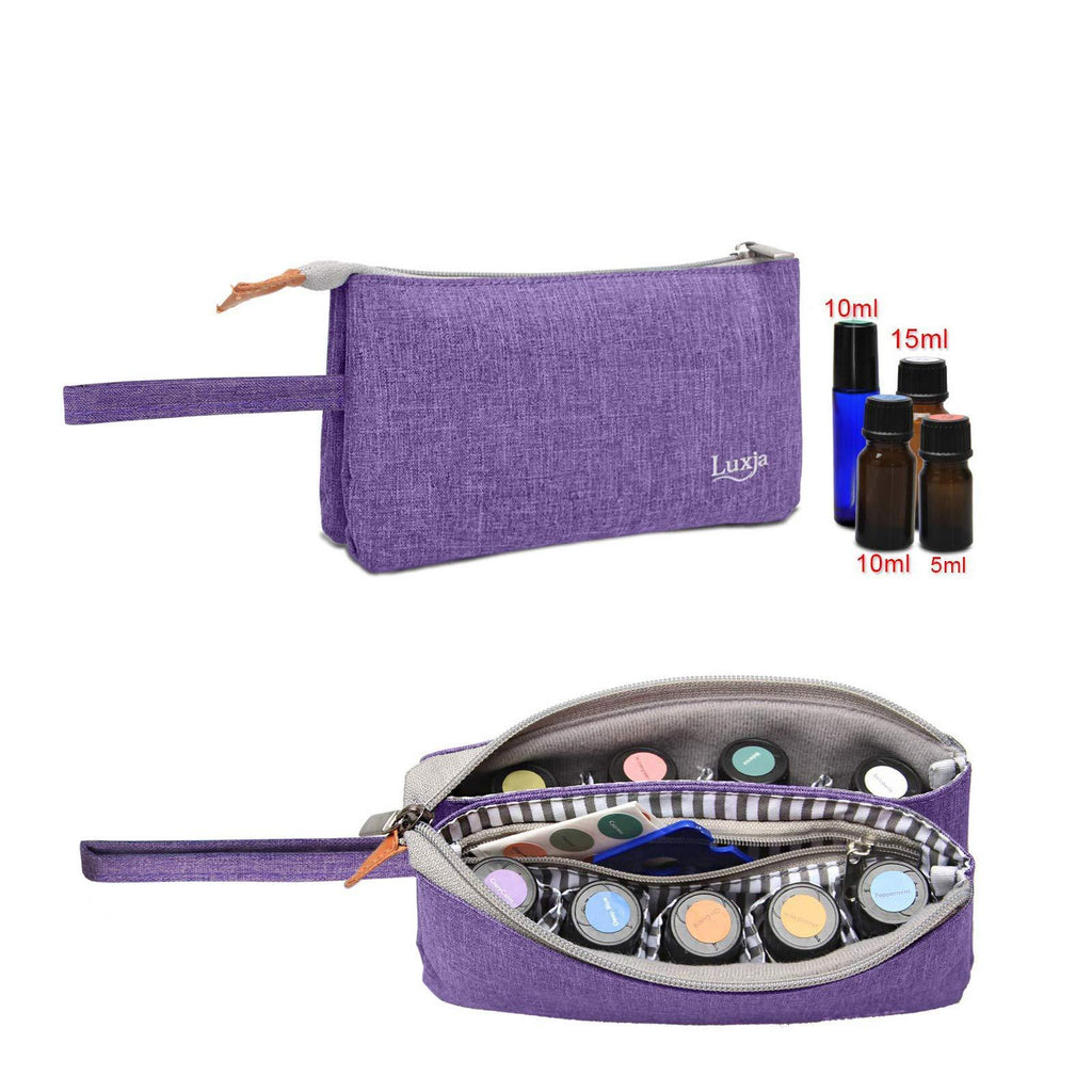 Luxja Essential Oil Carrying Bag - Holds 9 Bottles (5ml-15ml, Also Fits for Roller Bottles), Portable Organizer for Essential Oil and Small Accessories, Purple 1 Count (Pack of 1) - LeoForward Australia