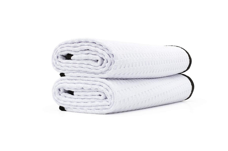  [AUSTRALIA] - The Rag Company (2-Pack) Dry Me A River Professional Korean 70/30 Microfiber Waffle-Weave Drying & Detailing Towels (20x40, White) 20x40