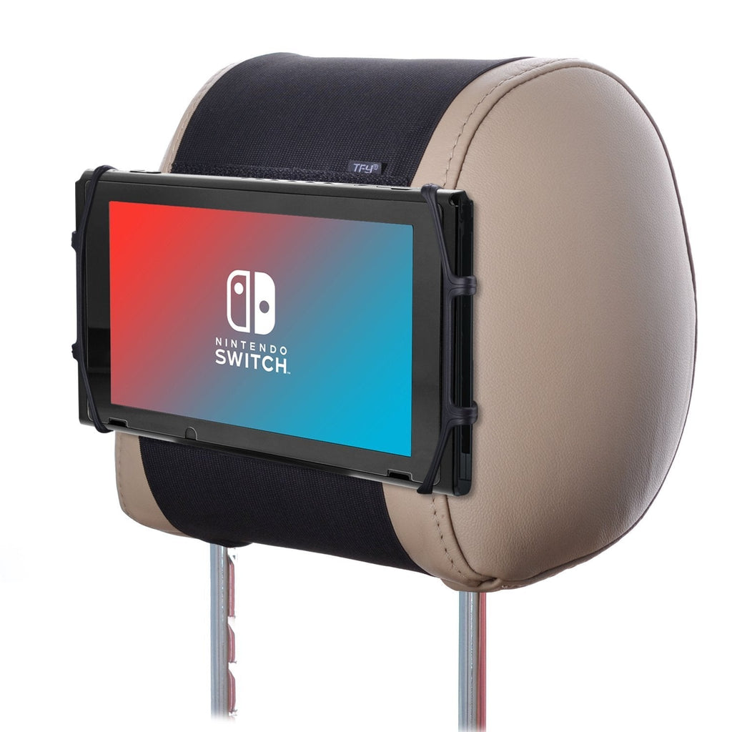  [AUSTRALIA] - TFY Car Headrest Mount Silicon Holder for Game Machine Nintendo Switch and Other tablets Black