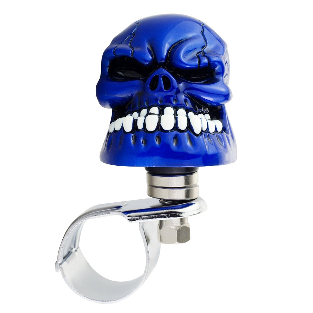  [AUSTRALIA] - Mavota Steering Wheel Spinner Knob Decoration Bald Skull Driving Wheel Knob for Trunk/Bus/Sedan/SUV/Ship Or More, Blue