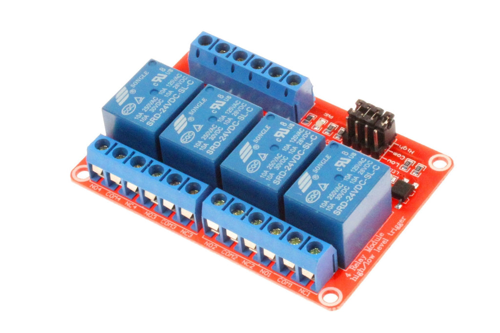 NOYITO 4 Channel Relay Module High Low Level Trigger With Optocoupler Isolation Load DC 30V AC 250V 10A for PLC Automation Equipment Control Industrial Control Arduino (4-Channel 24V) 4-Channel 24V - LeoForward Australia