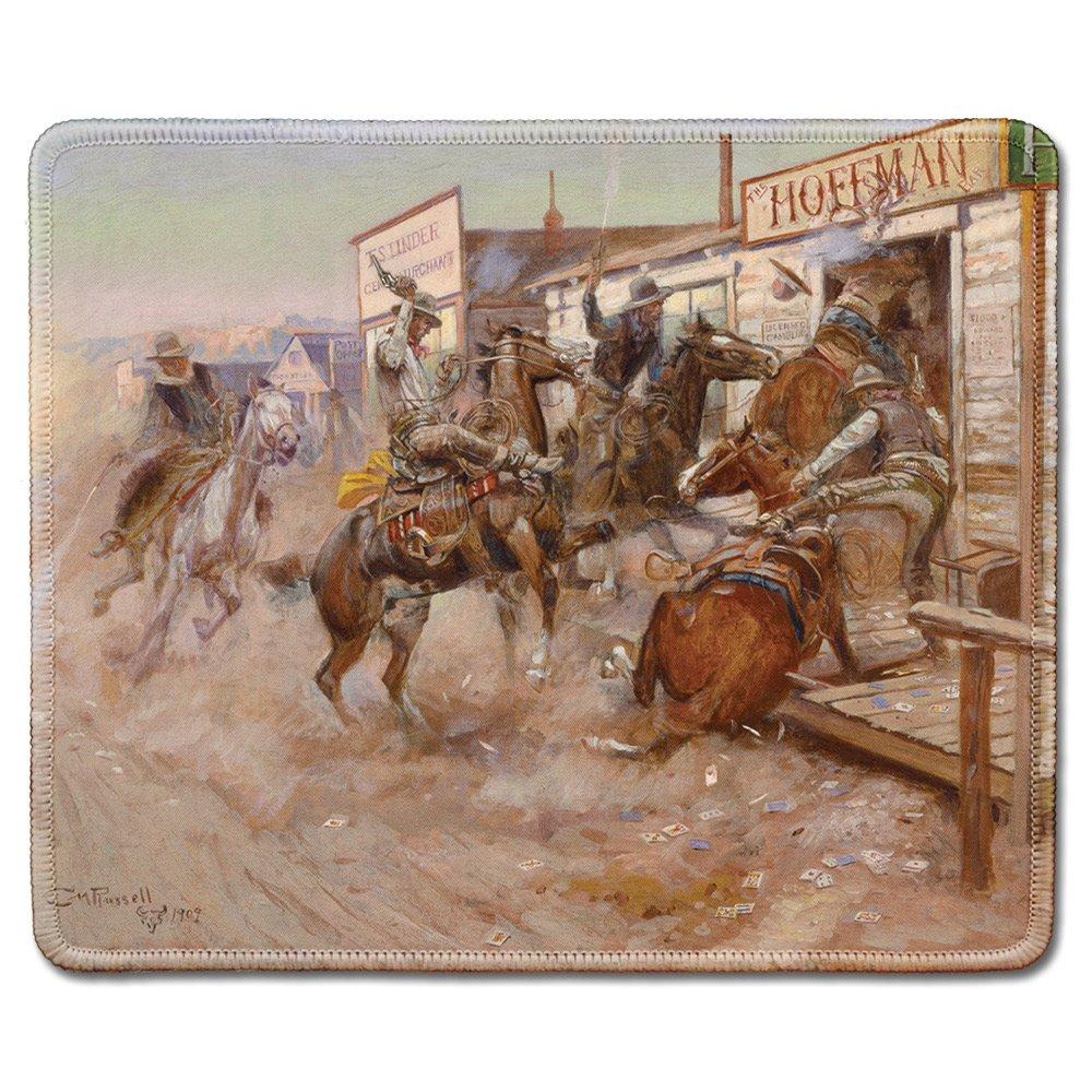 dealzEpic - Art Mousepad - Natural Rubber Mouse Pad with Famous Fine Art Painting of in Without Knocking by Charles Marion Russell - Stitched Edges - 9.5x7.9 inches - LeoForward Australia