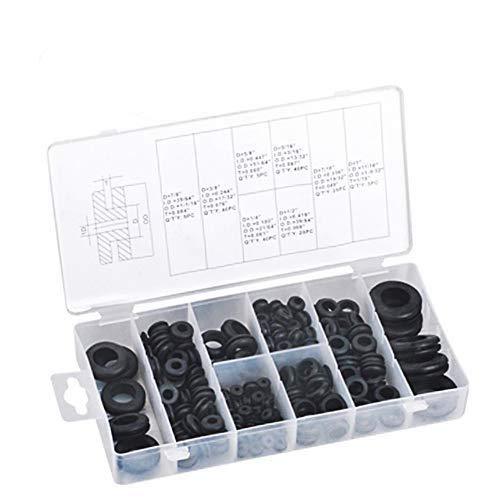 180 Pieces Rubber Grommet Assortment Kit Electrical Conductor Eyelet Ring Gasket Assortment Gasket Ring Set for Wire, Plug and Cable, 7/8”, 5/8”, 5/16”, 7/16”, 3/8”, ¼”, ½”, and 1 Inch Sizes - LeoForward Australia