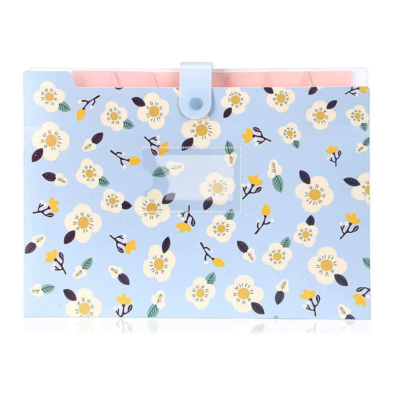  [AUSTRALIA] - BTSKY Expanding File Folder-- Floral A4 and Letter Size Archival File Holder Organizer, 8 Pockets (Blue) Blue