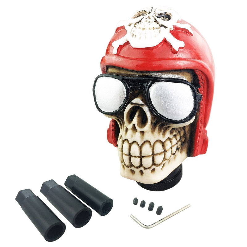  [AUSTRALIA] - Arenbel Skull Lever Knob Cool Gear Shift Head Shifting Stick Shifter Knobs fit Most Manual Automatic Transmission Cars, Red