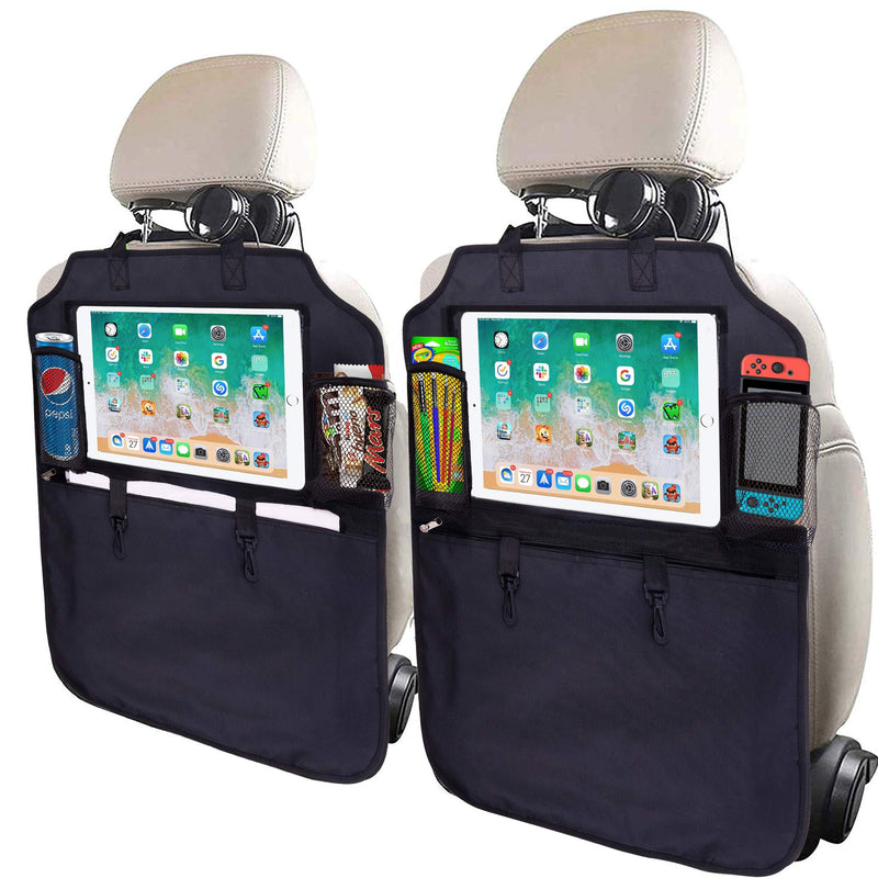  [AUSTRALIA] - SRAMI Kick Mats Back Seat Protector - Heavy Duty Sag Proof - Seat Back Protector for Kids - Kicking Guard - with 13 inch iPad Pro Holder - XL Storage Organizer Pocket - Tissue Box Included