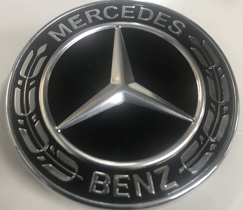  [AUSTRALIA] - Mercedes Benz Genuine Vehicle Hood Star Emblem Badge (000-817-17-01, Chrome and Black Laurel Wreath) 000-817-17-01