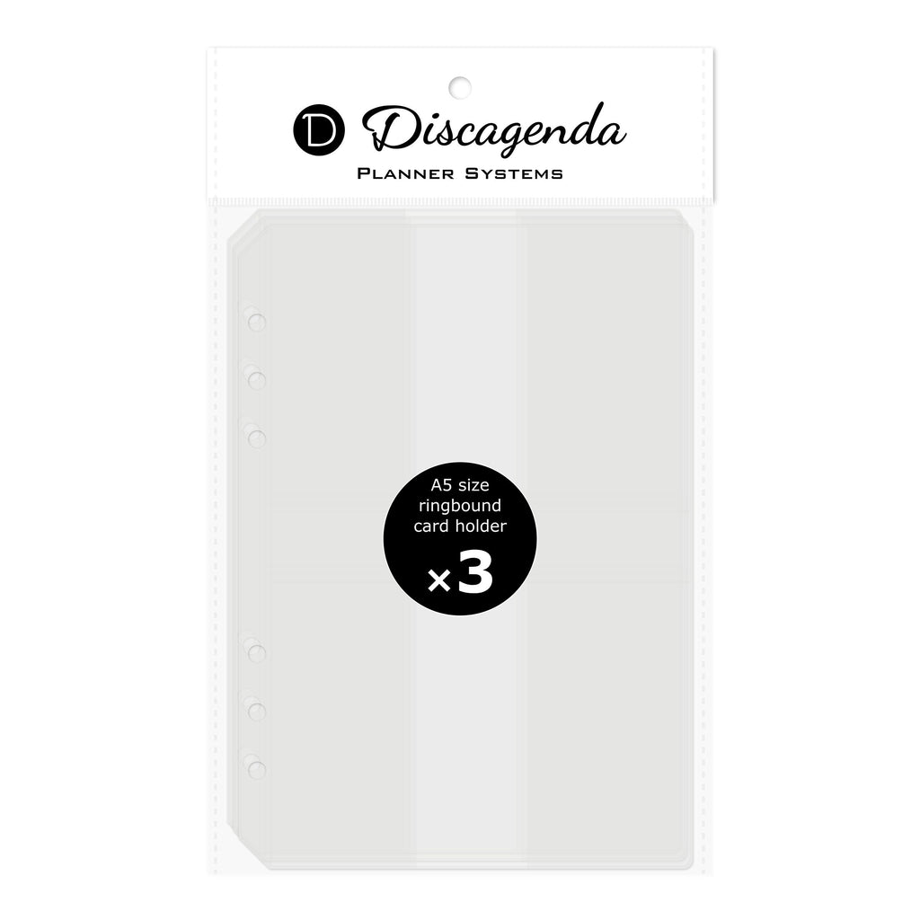  [AUSTRALIA] - Discagenda Clear Card Holder A5 (5.8x8.3in) Size, 3 Pack for 6-Ring Ringbound Planner Personal Organizer A5 (5.8x8.3in)