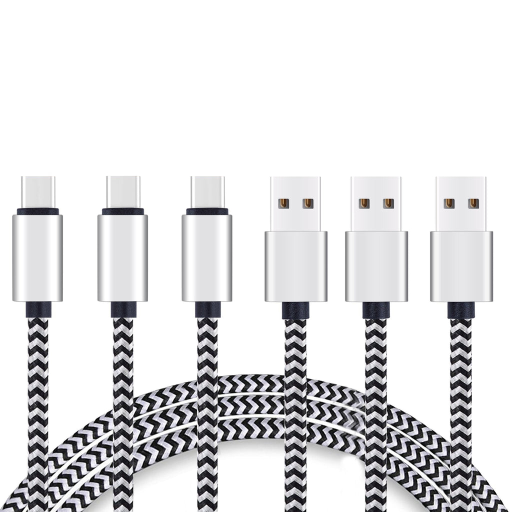  [AUSTRALIA] - USB Type C Cable 10ft 3Pack Quick Sync Charging USB C 2.0 to USB A Nylon Braided Cord for BSB Qc Wall Car Charger for Galaxy s20, s20+ S20Ultra Note 10 Galaxy S10 Plus LG V20 G5 10ft 10ft 10ft BlackWhite