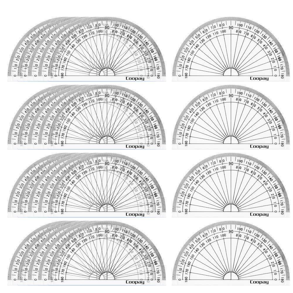 Coopay 24 Pack Plastic Protractors Clear Protractor Student Math Protractor Set 180 Degrees for Angle Measurement, 4 Inches - LeoForward Australia