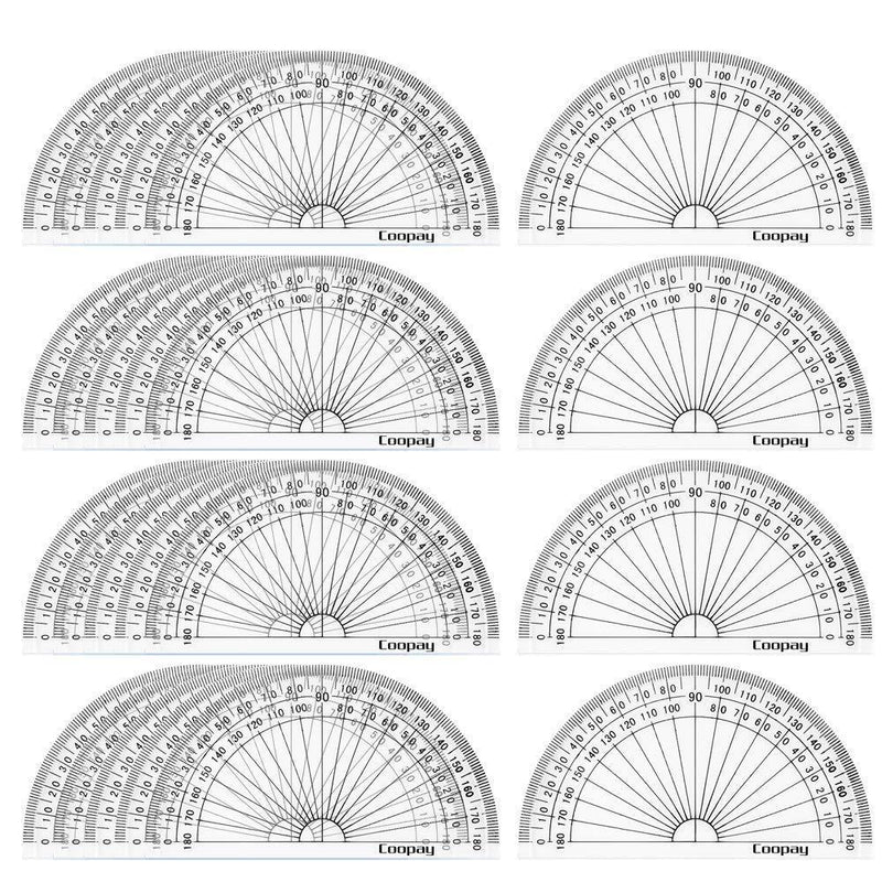 Coopay 24 Pack Plastic Protractors Clear Protractor Student Math Protractor Set 180 Degrees for Angle Measurement, 4 Inches - LeoForward Australia