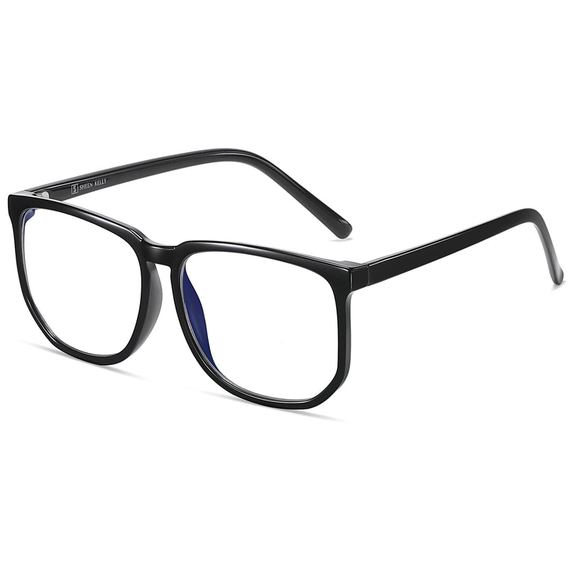  [AUSTRALIA] - TR90 Oversized Blue Light Blocking Glasses Men Women Square Computer Eyewear Reduce Eye Strain Oversied Black