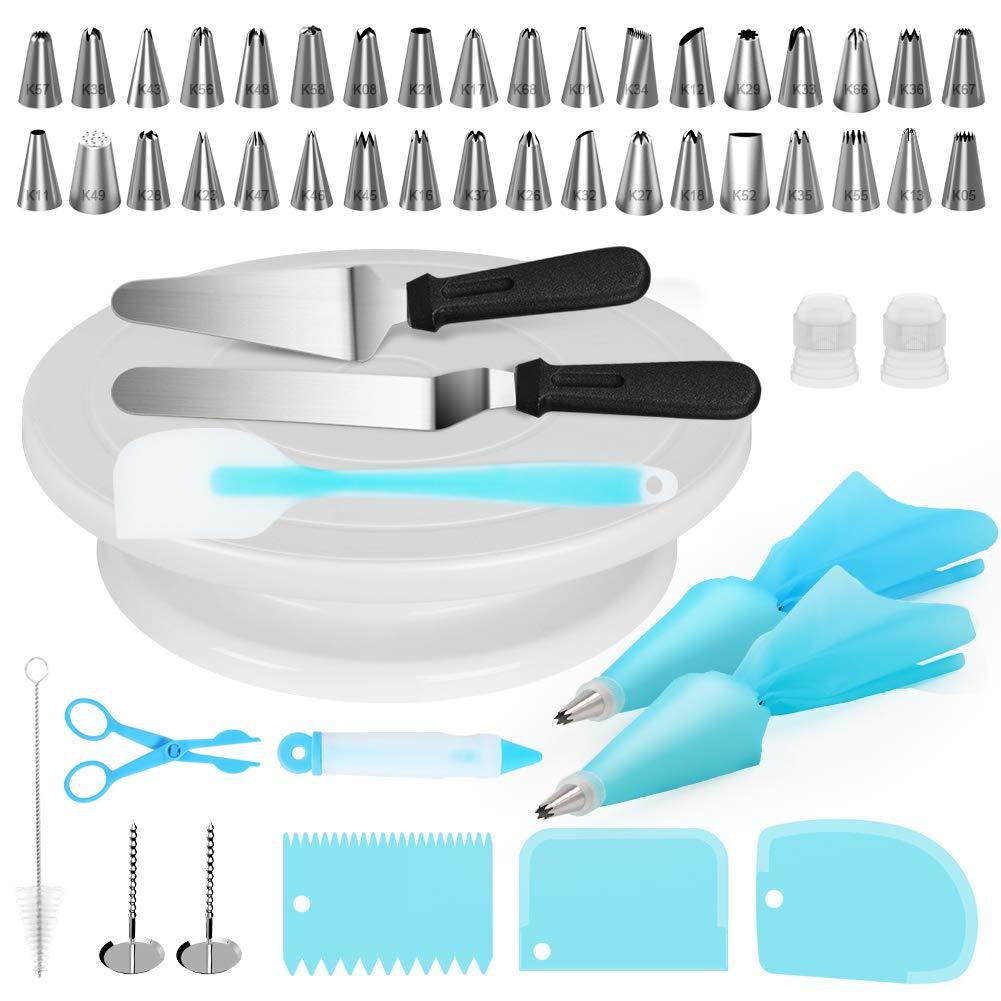  [AUSTRALIA] - Kootek Cake Decorating Kits Supplies 52-in-1 Baking Accessories with Cake Turntable Stands, Cake Tips, Icing Smoother Spatula, Piping Pastry Bags and Decorating Pen Frosting Tools Set Kitchen Utensils