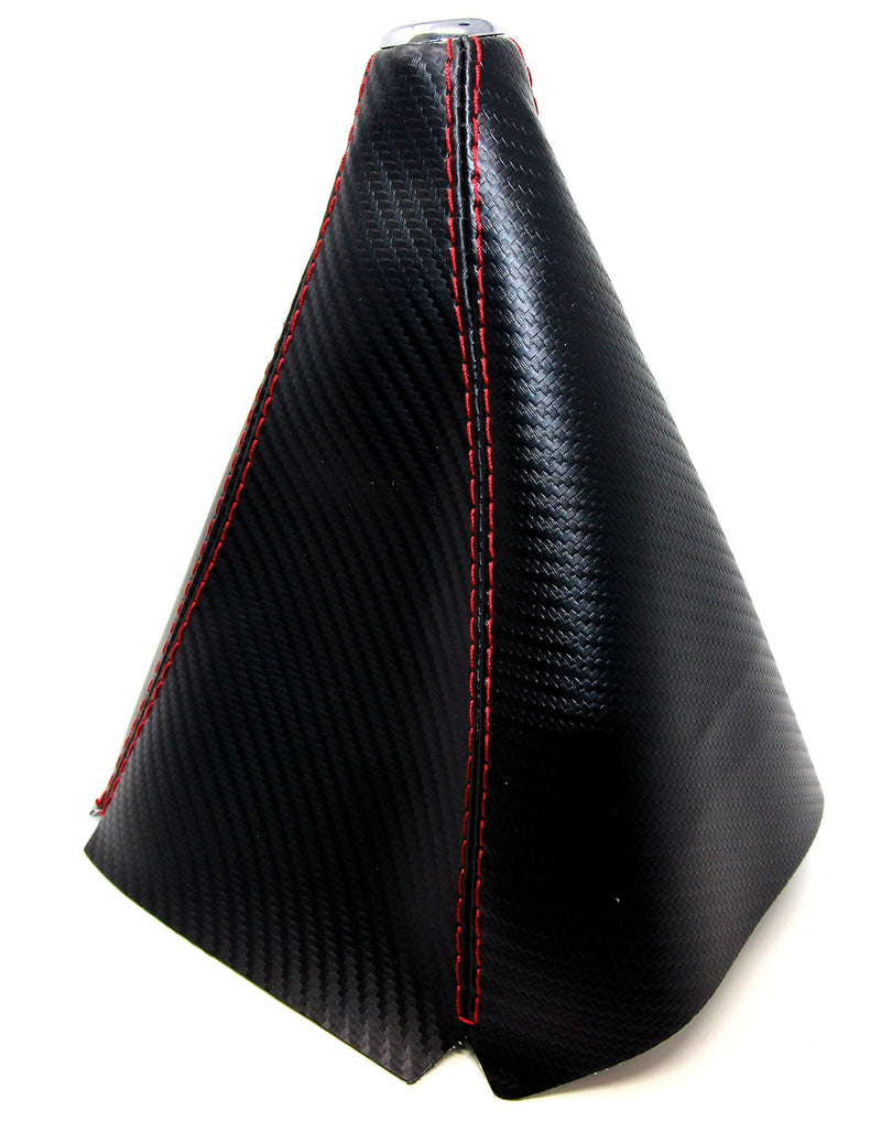  [AUSTRALIA] - Tanaka PU Leather Shift Boot Universal for Manual/Auto Carbon Fiber Pattern with Red Stitching