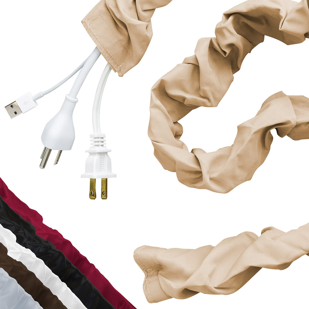  [AUSTRALIA] - Cordinate Fabric Cord Cover, 6 ft, Hides Cables, Great for Lamps, Light Fixtures, and Desks, Cable Management, Easy Installation, Champagne, 40730 1 Pack