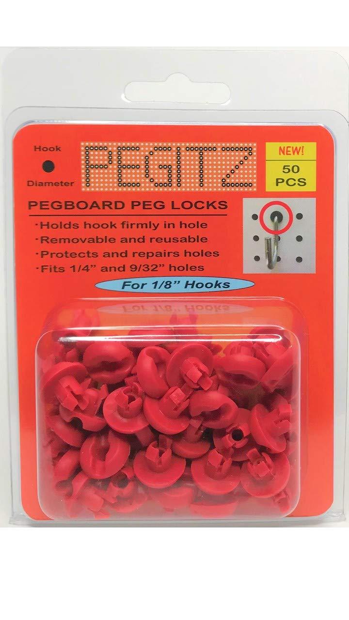 Pegitz Pegboard Peg Locks 50PCS (1/8 inch, Red) 1/8 Inch - LeoForward Australia