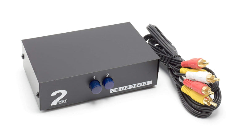  [AUSTRALIA] - 2 Way AV Switch - 2 Input 1 Output RCA Selector Switch for Composite Audio and Video - Switcher Box - Includes RCA Composite Cable (Black) 2 Port