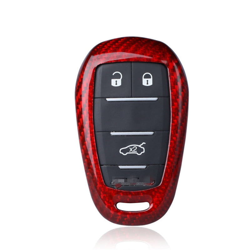 M.JVisun Genuine Carbon Fiber Key Fob Cover for 2017-2021 Alfa Romeo Giulia Stelvio 4C Spider Smart Car Remote Key, Car Key Fob Case for Men Fob Cover for Women - Red - LeoForward Australia
