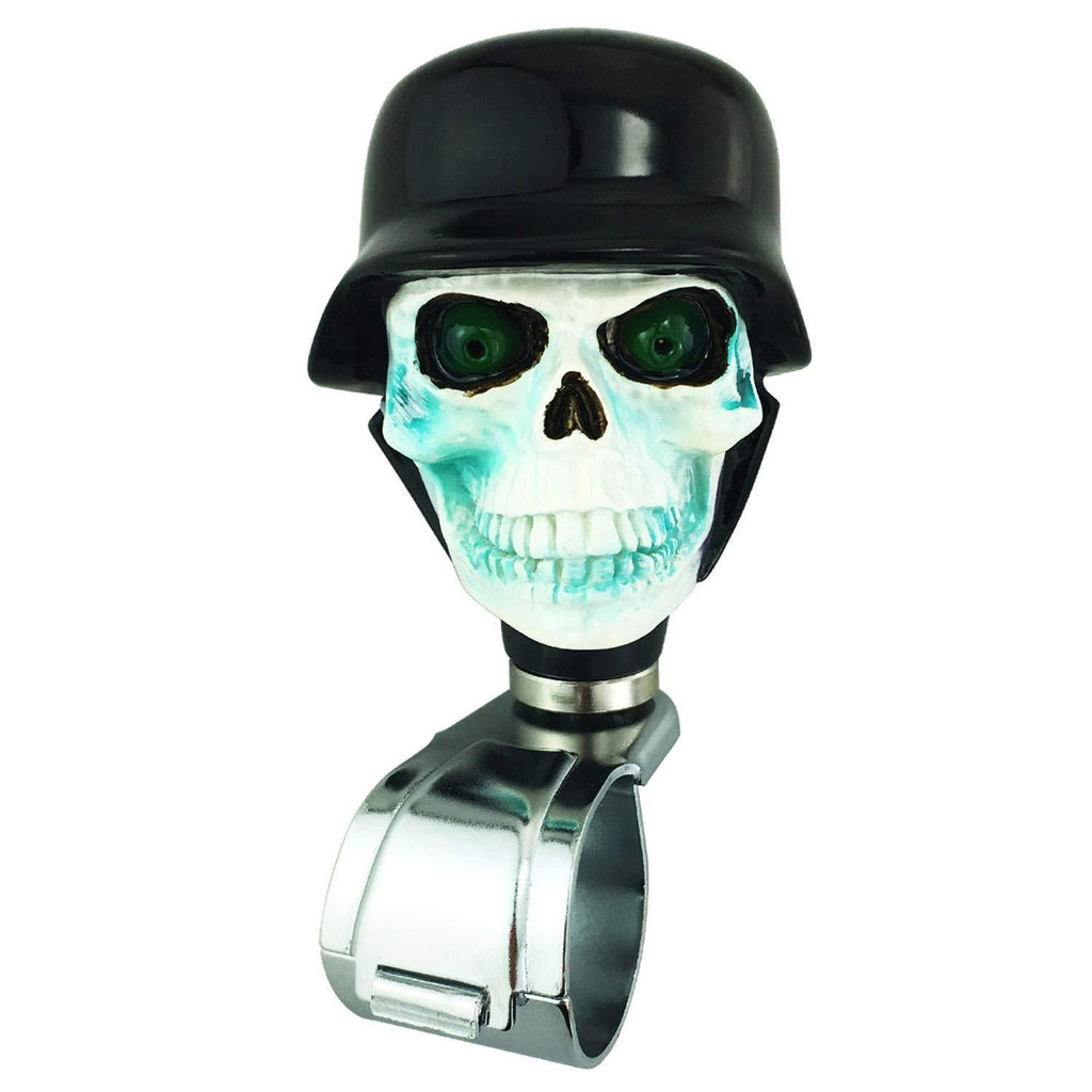  [AUSTRALIA] - Abfer Knob for Steering Wheel Skull Car Handle Turning Aid Helper Spinner Ball Suicide Knobs with Copper Yellow Hat Soldier Style Fit Most Vehicles Trucks Boats Black