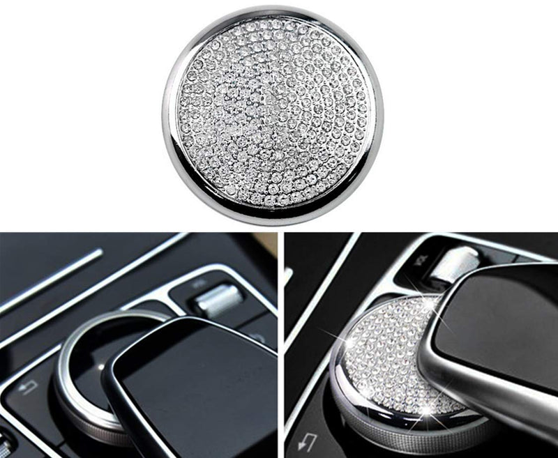  [AUSTRALIA] - YUWATON Bling Crystal Interior Media Control Emblem Cover for Mercedes Benz Bling Accessories silver