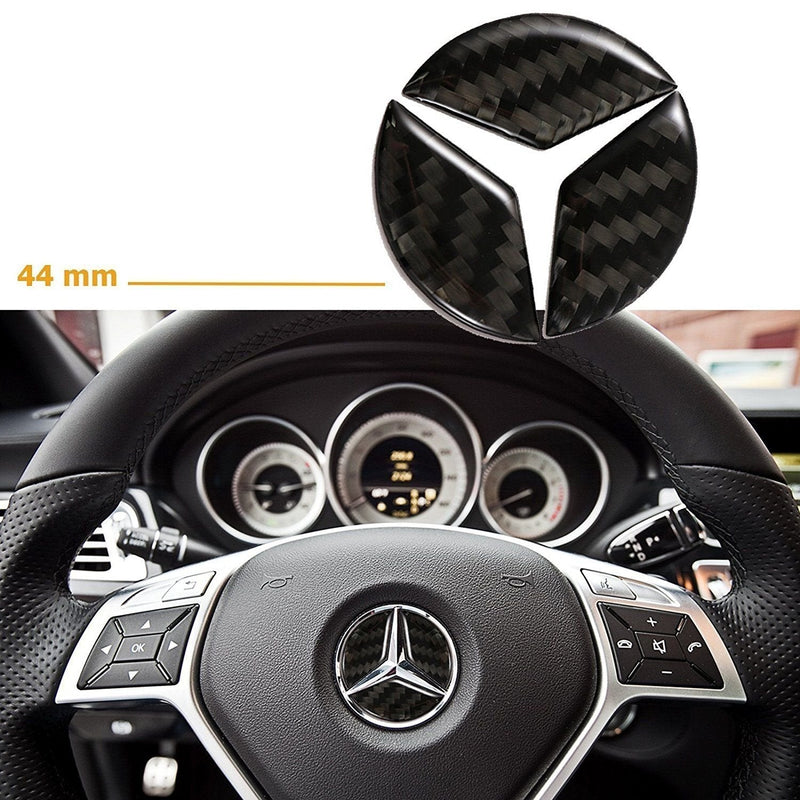 Boobo MB-45CB 44mm Steering Wheel Center Cover Trim Logo 3D Carbon Fiber Emblem Sticker for Mercedes Benz - LeoForward Australia