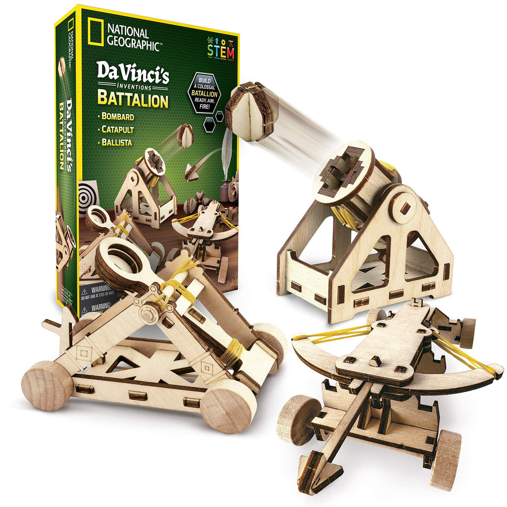 NATIONAL GEOGRAPHIC Construction Model Kit – Build 3 Wooden 3D Puzzle Models, Learn about Da Vinci’s Improved Designs, Craft Kits are a Perfect Gift for Girls and Boys, an AMAZON EXCLUSIVE Science Kit Battalion - LeoForward Australia