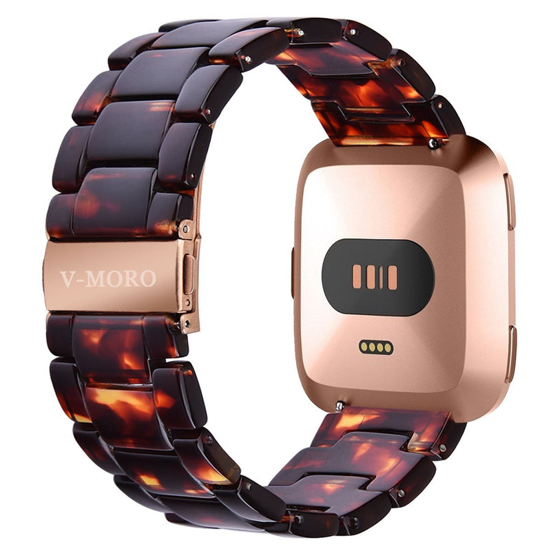 V-MORO Compatible with Fitbit Versa 2 Bands/Versa Bands/Versa Lite Band Women- Resin Versa 2 Wristbands Strap with Rose Gold Buckle Replacement for Fitbit Versa 2 Smartwatch -Tortoise-Tone Tortoise-Tone - LeoForward Australia