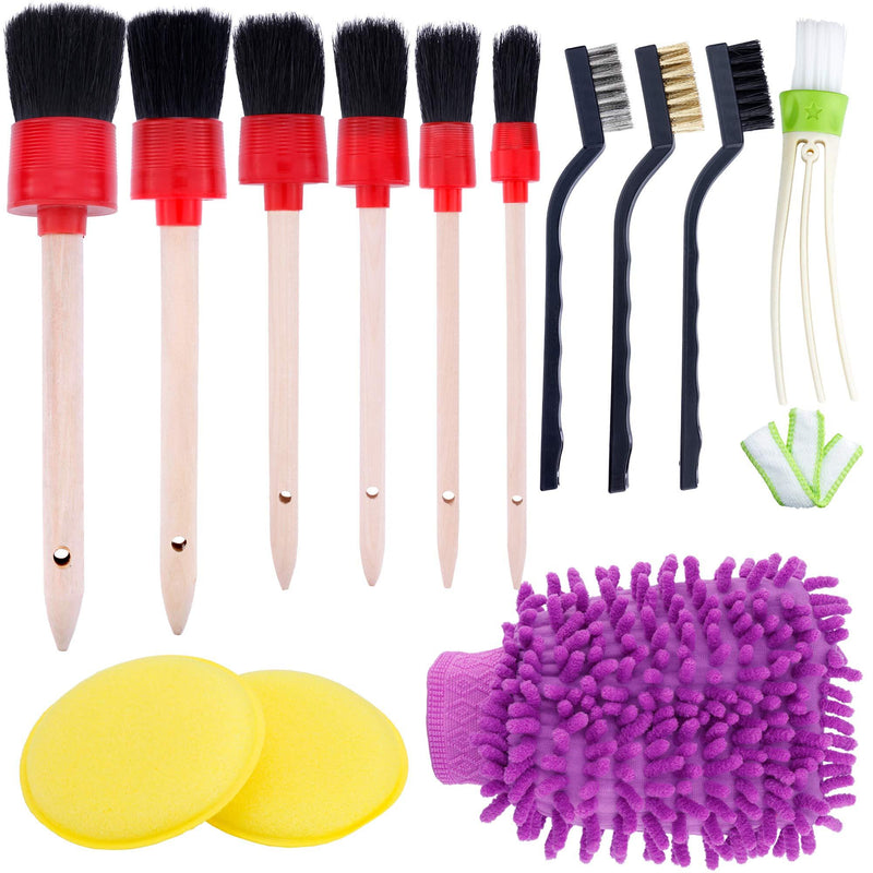  [AUSTRALIA] - JANYUN 13 Pcs Auto Detailing Brush Set for Cleaning Car Motorcycle Automotive Cleaning Wheels, Dashboard, Interior, Exterior, Leather, Air Vents, Emblems