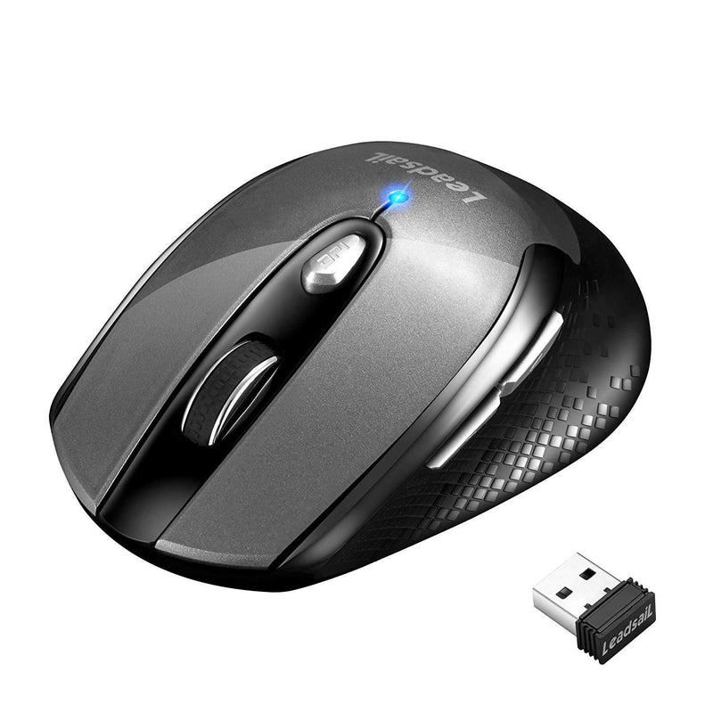  [AUSTRALIA] - LeadsaiL Wireless Computer Mouse, 2.4G Portable Slim Cordless Mouse Less Noise for Laptop Optical Mouse with 6 Buttons, AA Battery Used, USB Mouse for Laptop, Deskbtop, MacBook (Grey) classic grey