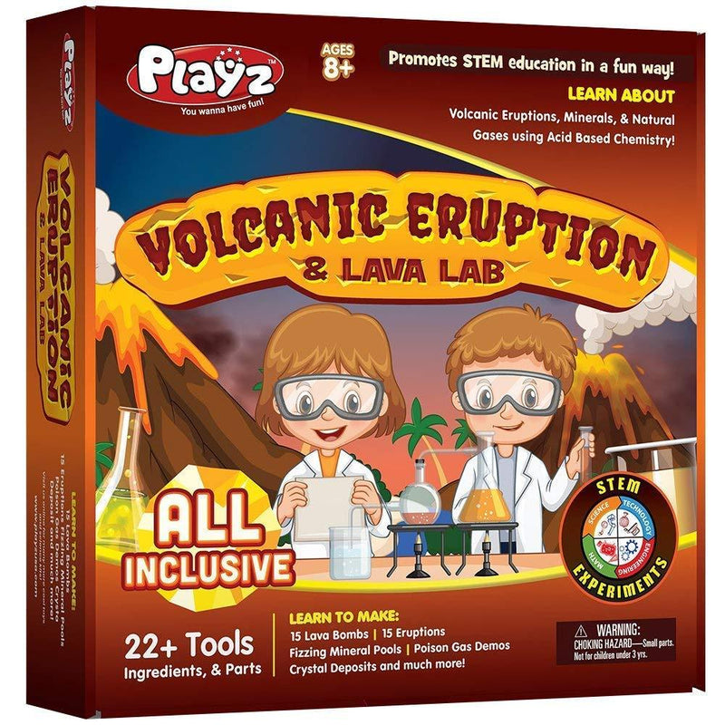 Playz Volcanic Eruption & Lava Lab Science Experiments Kit - 22+ Tools to Make Lava Bombs, Volcano Eruptions, Fizzing Mineral Pools, Fake Poison Gas, & Crystal Deposits for Boys, Girls, & Teenagers - LeoForward Australia