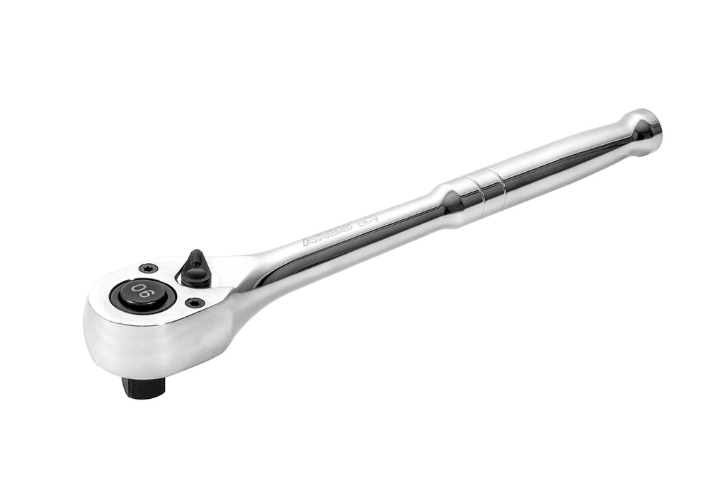  [AUSTRALIA] - ARES 70305-3/8-Inch Drive 90-Tooth Ratchet - Premium Chrome Vanadium Steel Construction & Mirror Polish Finish - Quick Release for Easy Socket Change - 90-Tooth Reversible Design with 4 Degree Swing 3/8-inch Drive 90 Tooth Ratchet